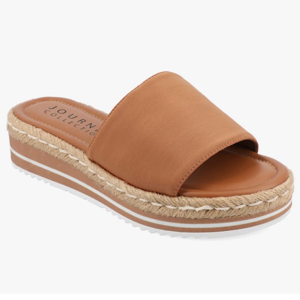 NIB-Rosey Espadrille Wedge Heeled Slide Sandals/Rosey tan size 7